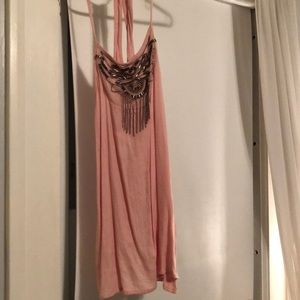 Pink beaded tank top from Hollister